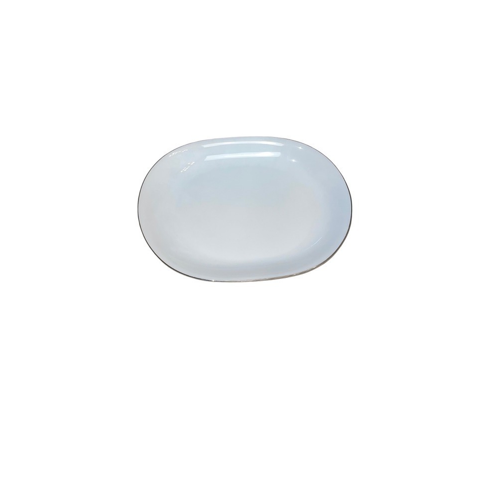 Vintage Crown Bavaria White Oval Serving Platter Platinum Rim‎ Germany